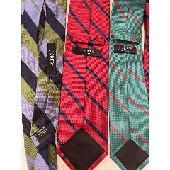 Lot 3 J Crew Diagonal Stripe 100% Silk Menswear Skinny Tie handmade in‎ USA - Picture 7 of 8